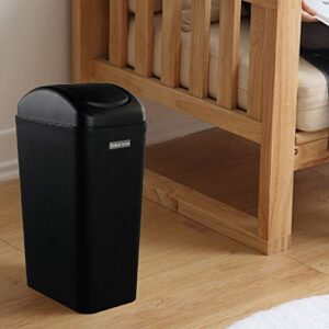 Doryh Classic Black Plastic Swing Trash Can, Small Trash Bins 14 L