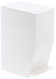 small sleek sanitary trash can with pedal, rubbish bin receptacle waste disposal, for office home bathroom toilet, white