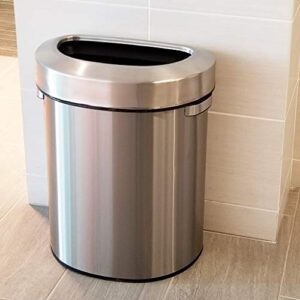 iTouchless 18 Gallon Semi-Round Stainless Steel Open Top Trash Can and Recycle Bin, 68 Liter, Slim and Space-Saving Design for Home, Office, Kitchen, Restaurant, Restroom, Large Capacity