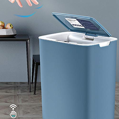 Garbage Can Waste bin Sensor Electronic USB Trash can Automatic Trash cans 14L Smart Induction Sensor Automatic Intelligent Waste Bins (Blue, USB Charger)