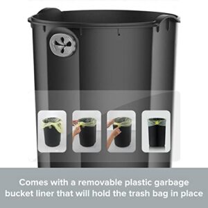 Retro Trash Can with Lid - 8L/2.1Gal Step Trash Can w/ Soft Closing Lid - Round Garbage Can w/ Handles - Touchless Trash Can w/ Removable Garbage Guard Bucket - Outdoor Garbage Can - Large Trash Can, Orange