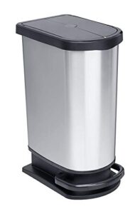 rotho paso refuse pedal bin duo 50 litre, in-mould labelling silver metallic, one size