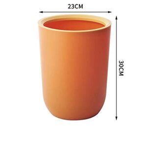 ERGOU Trash Can Household Living Room Bathroom Kitchen Without Cover Large Bedroom Office Trash Bin (23X30CM,13L), Orange