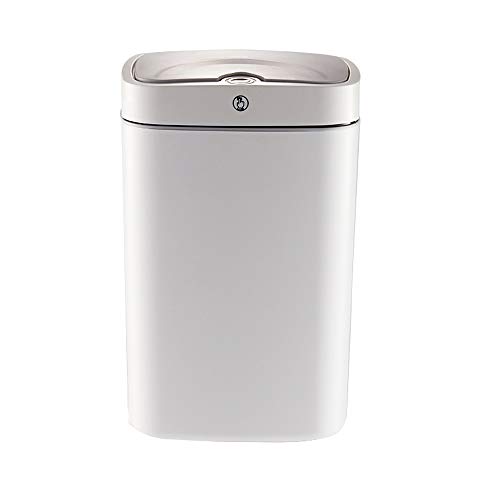 KAMILLEE Sensor Trash Can Automatic Trash Can Garbage Can 4.7 Gallon Metal Touchless Automatic Pearl White Waste Bin for Office Bathroom