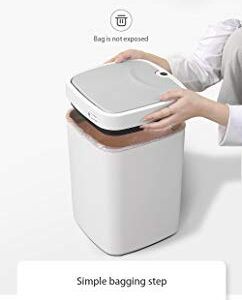 KAMILLEE Sensor Trash Can Automatic Trash Can Garbage Can 4.7 Gallon Metal Touchless Automatic Pearl White Waste Bin for Office Bathroom