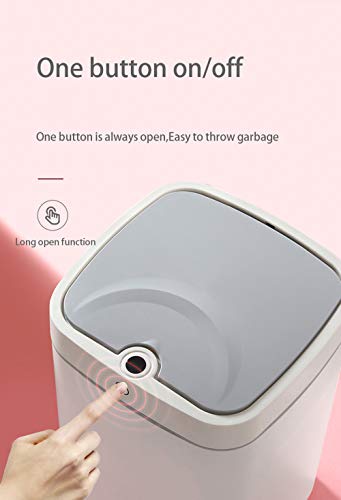 KAMILLEE Sensor Trash Can Automatic Trash Can Garbage Can 4.7 Gallon Metal Touchless Automatic Pearl White Waste Bin for Office Bathroom