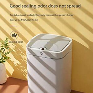 KAMILLEE Sensor Trash Can Automatic Trash Can Garbage Can 4.7 Gallon Metal Touchless Automatic Pearl White Waste Bin for Office Bathroom