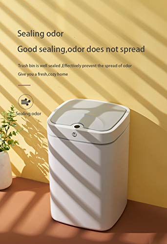 KAMILLEE Sensor Trash Can Automatic Trash Can Garbage Can 4.7 Gallon Metal Touchless Automatic Pearl White Waste Bin for Office Bathroom