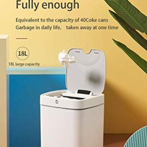 KAMILLEE Sensor Trash Can Automatic Trash Can Garbage Can 4.7 Gallon Metal Touchless Automatic Pearl White Waste Bin for Office Bathroom