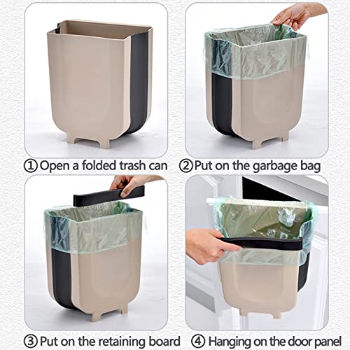 Hanging Folding Trash can, Suitable for Bathroom, rv, Cabinet Door, Toilet, Folding Trash can, Bedroom car，2.4 gallons