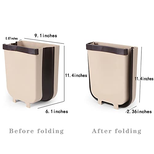 Hanging Folding Trash can, Suitable for Bathroom, rv, Cabinet Door, Toilet, Folding Trash can, Bedroom car，2.4 gallons