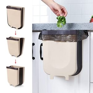 Hanging Folding Trash can, Suitable for Bathroom, rv, Cabinet Door, Toilet, Folding Trash can, Bedroom car，2.4 gallons