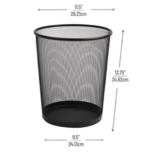 Mind Reader Garbage Waste Basket Recycling Bin Set, Round Metal Mesh, Black