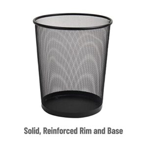 Mind Reader Garbage Waste Basket Recycling Bin Set, Round Metal Mesh, Black