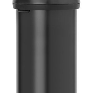 Brabantia 16 Gallon Large Kitchen Touch Top Trash Can (Matt Black) Removable Lid, Soft-Touch Open Garbage Can