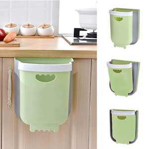 kitchen hanging trash can,collapsible small garbage bin for kitchen cabinet cupboard door, portable folding home outdoor plastic waste container – 10 l / 2.6 gallon (green) (green)