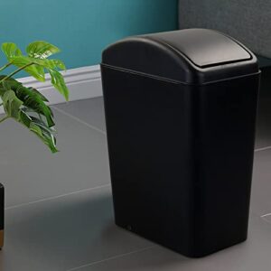 Pekky 16 L Plastic Kitchen Trash Can with Swing Lid, Black Garbage Bin