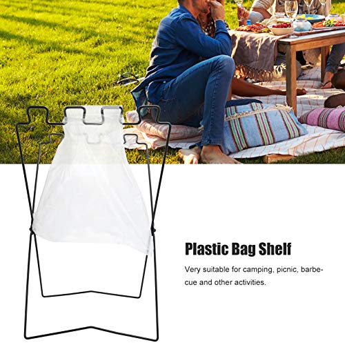 FASJ Trash Rack, Portable Trash Bag Rack Plastic Bag Shelf, Hanging Trash Garbage Bag Holder Portable Garbage Bag Holder for Camping Picnic Kitchen