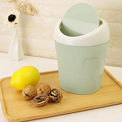 xiaomin Xiaomin Desktop Mini Waste Can with Swing Lid,Stylish Lace Polka Dot Table Trash Bin Table Waste Paper Basket Round Small Trash Can for Office Bathroom Children Bedroom,Trash Garbage Can,Blue