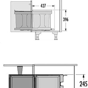 Richelieu Hailo 20 Liter (21.1 Quart) Kitchen and Bathroom Replacement RH3632100 Compact Waste Bin Sliding System