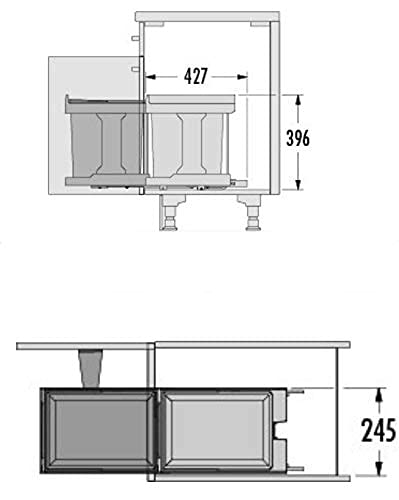 Richelieu Hailo 20 Liter (21.1 Quart) Kitchen and Bathroom Replacement RH3632100 Compact Waste Bin Sliding System