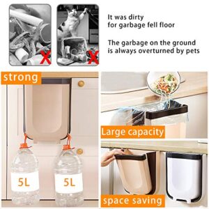 Kitchen Hanging Trash Can Foldable Can for Kitchen Bedroom Waste Bin (11L, Coffee)
