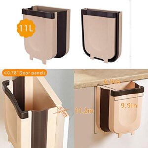 Kitchen Hanging Trash Can Foldable Can for Kitchen Bedroom Waste Bin (11L, Coffee)