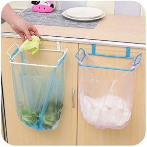 LANGUGU Stainless Steel Trash Rack Garbage Bag Holder Door Back Type Multi-Functional for Kitchen Hook Hang Dishcloth, Mounts Over Cabinet Doors CupboardsFrame