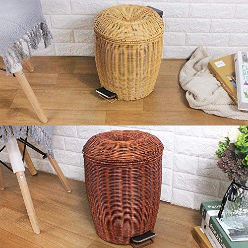 garbage can Rattan Trash Can Kitchen Round Step Trash Can With Lid Removable Inner Buckets,mini Bamboo Pedal Garbage Bin For Livingroom Kitchen Trash Cans ( Color : B , Size : 19x19x28cm(7x7x11inch) )