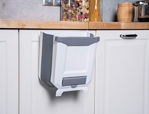 ARTHYS Hanging Trash Can for Kitchen Cabinet Door (White)