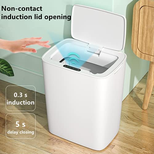 ENFILY Automatic Infrared Motion Sensor Trash Can with Lid, 3.7 Gallon/14 L Smart Electric Touchless Handsfree Kick Garbage Bin, USB Rechargeable Waste Container With 75 Counts (5 Rolls)Drawstring Trash Bag