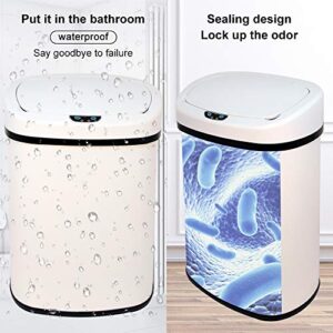 13 Gallon Touch Free Automatic Stainless Steel Trash Can Garbage Can Metal Trash Bin with Lid for Kitchen Living Room Office Bathroom, Electronic Motion Sensor Automatic Trash Can White