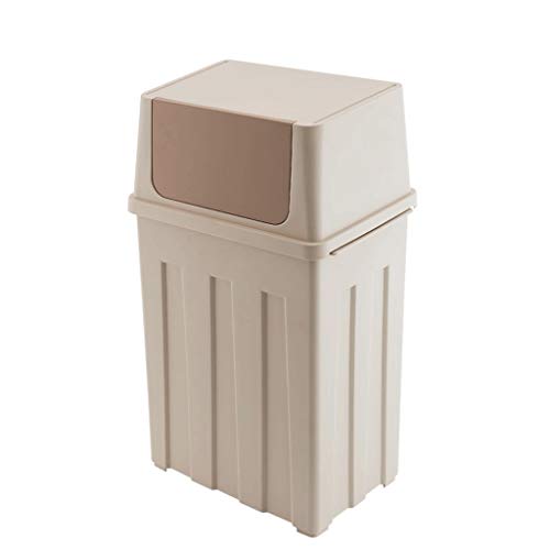 Rubbish Bin Covered Side Opening Trash Can for Home, Kitchen, and Bathroom Garbage, 11 Gallon，Pulley Trash can dustbin (Color : Light Brown, Size : No Wheel)