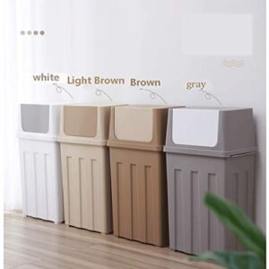 Rubbish Bin Covered Side Opening Trash Can for Home, Kitchen, and Bathroom Garbage, 11 Gallon，Pulley Trash can dustbin (Color : Light Brown, Size : No Wheel)