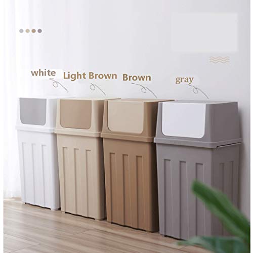 Rubbish Bin Covered Side Opening Trash Can for Home, Kitchen, and Bathroom Garbage, 11 Gallon，Pulley Trash can dustbin (Color : Light Brown, Size : No Wheel)