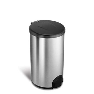 NINESTARS TTT-45-8 Automatic Tap Sensor Trash Can, 12 Gal 45L, Stainless Steel Base (Round, Black Lid)