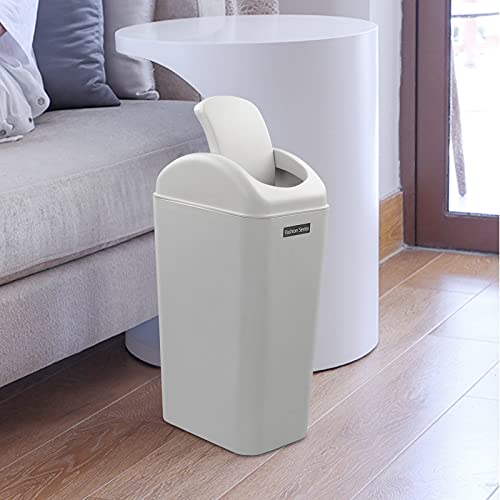 Utiao Slim Plastic Garbage Bin, 14 L Swing Trash Cans for Kitchen, Office, Bathroom