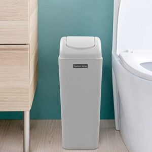 Utiao Slim Plastic Garbage Bin, 14 L Swing Trash Cans for Kitchen, Office, Bathroom