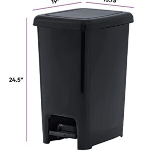 Superio Slim Pedal Trash Can, 64 Qt. Large Trash Can with Step-On Pedal, Durable Material Home and Kitchen Trash Can (Black)