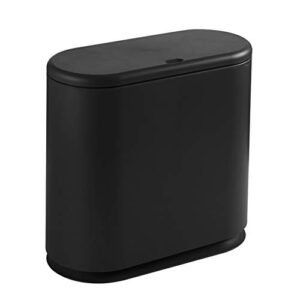 8 liters / 2.6 gallon nordic style creative spring top cover type pop cover waste waste-basket plastic with lid bathroom kitchen bedroom office oval split trash can (black, 8 l/2.6 gallon)