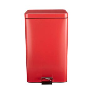 mckesson trash can with plastic liner, steel, 8 gallon / 32 quart, red, 1 count