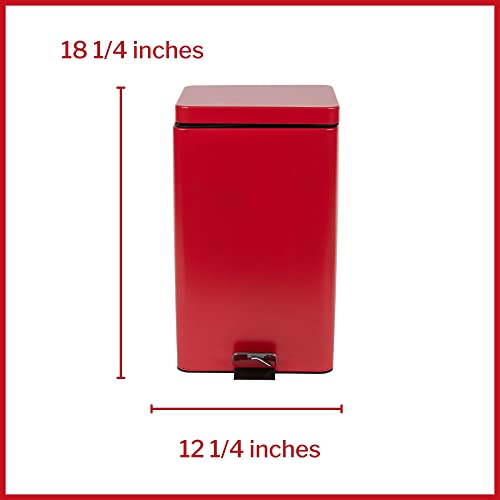 McKesson Trash Can with Plastic Liner, Steel, 8 Gallon / 32 Quart, Red, 1 Count