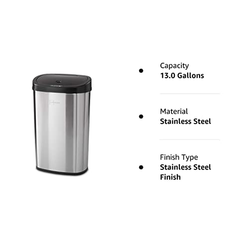 Mainstay MS-50-22 Motion Sensor Trash Can, 13.2 Gallon, Stainless Steel