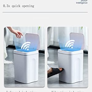 Smart Trash Can 3-Mode Low Noise Automatic Dustbin Touchless Infrared Vibration Motion Sensor Waste Basket Eco-Friendly Electric Garbage Dispenser Best Choice for Kitchen Bathroom Office 3.7Gal/14L