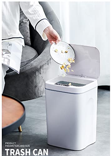 Smart Trash Can 3-Mode Low Noise Automatic Dustbin Touchless Infrared Vibration Motion Sensor Waste Basket Eco-Friendly Electric Garbage Dispenser Best Choice for Kitchen Bathroom Office 3.7Gal/14L