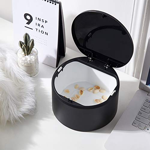 HANAMYA 2.5 Liter / 0.6 Gallon Mini Cylindrical Trash Can with Press Top Lid, Round Waste Bin, for Countertop or Tabletop, Black