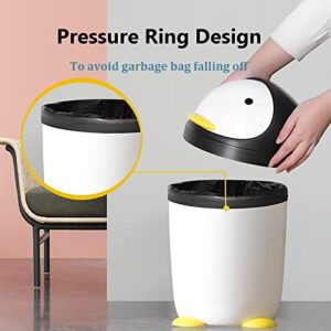 Cartoon Desktop Trash Can Penguin Shape Storage Bucket Small Garbage Can Waste Basket for Kitchen Bedroom Office