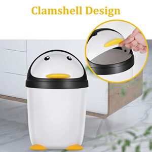 Cartoon Desktop Trash Can Penguin Shape Storage Bucket Small Garbage Can Waste Basket for Kitchen Bedroom Office