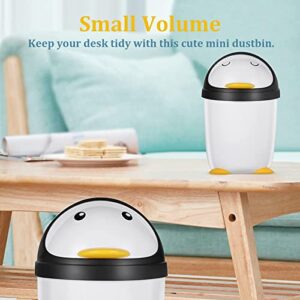 Cartoon Desktop Trash Can Penguin Shape Storage Bucket Small Garbage Can Waste Basket for Kitchen Bedroom Office