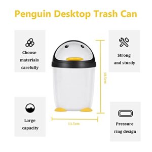 Cartoon Desktop Trash Can Penguin Shape Storage Bucket Small Garbage Can Waste Basket for Kitchen Bedroom Office